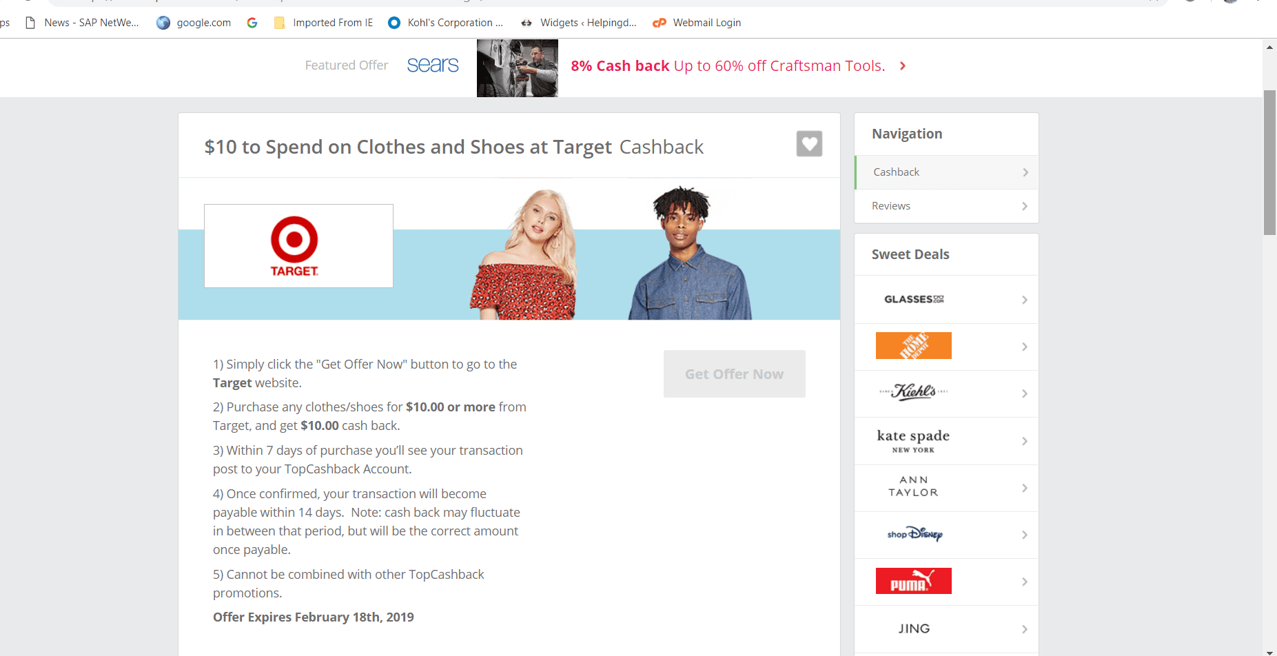 Free 10 to Spend on Clothes and Shoes at Target through Topcashback