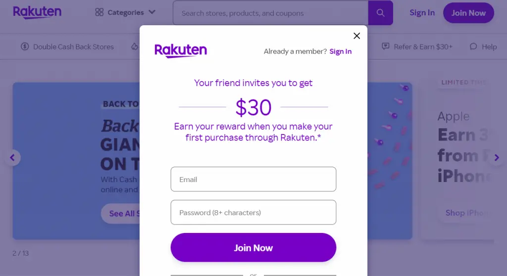 Rakuten signup bonus