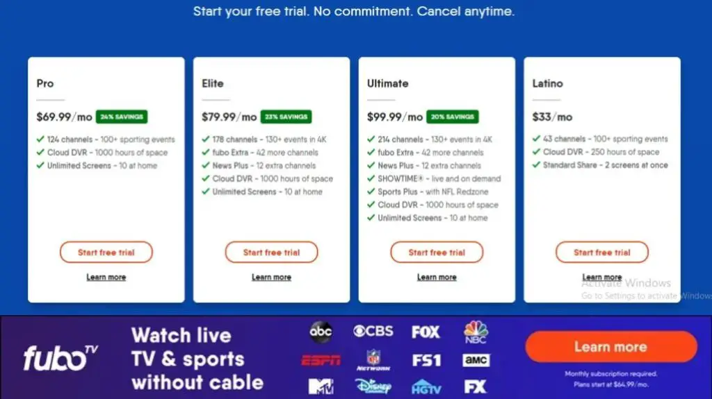 FuboTV Plan