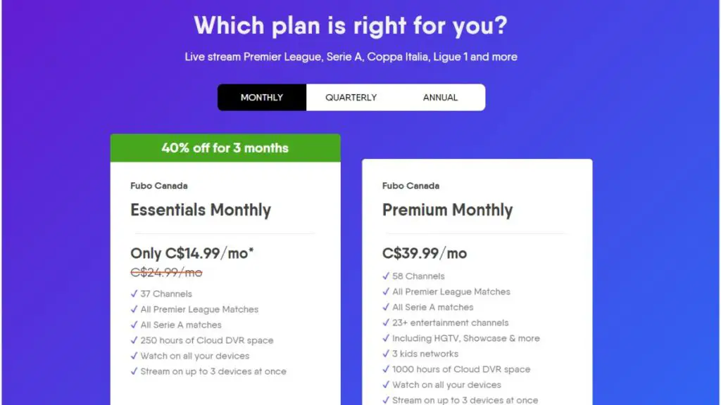 FuboTV Canada Plan