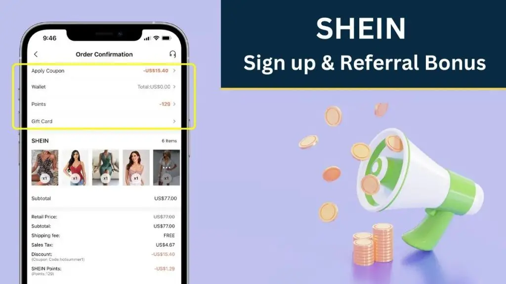 Shein Sign up and Referral bonus