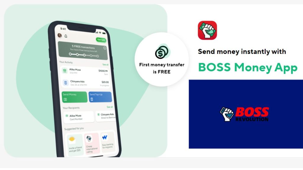 Boss Money Transfer Sign up Bonus: Get your 1st transfer FREE!